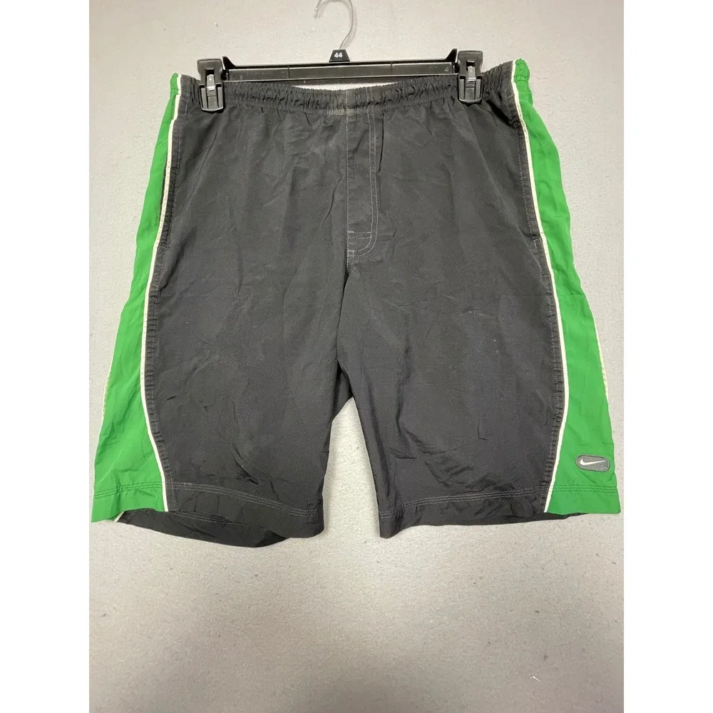 Nike Athletic Shorts Nylon Black Green Size Medium Mens